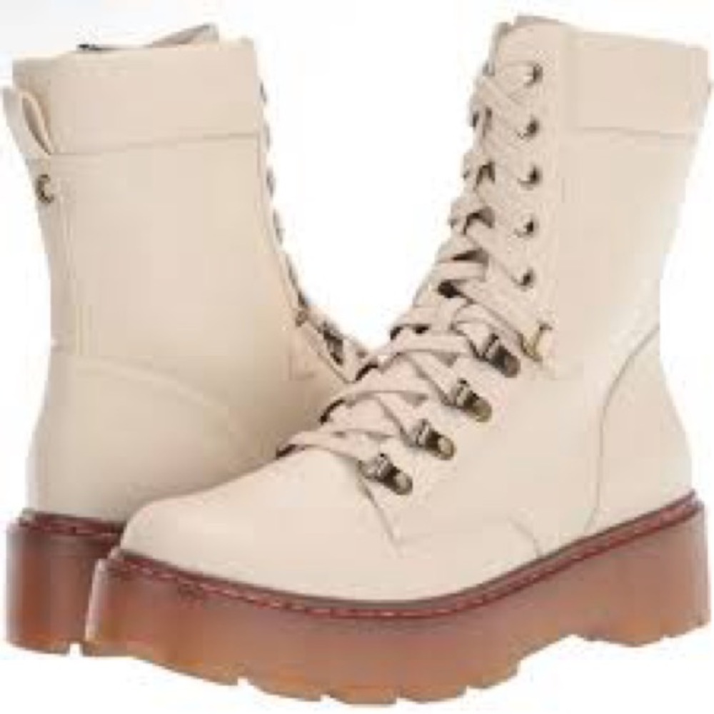 Circus by Sam Edelman Cream Sanders Platform Lug Sole Combat Boot size 7 NWOT
